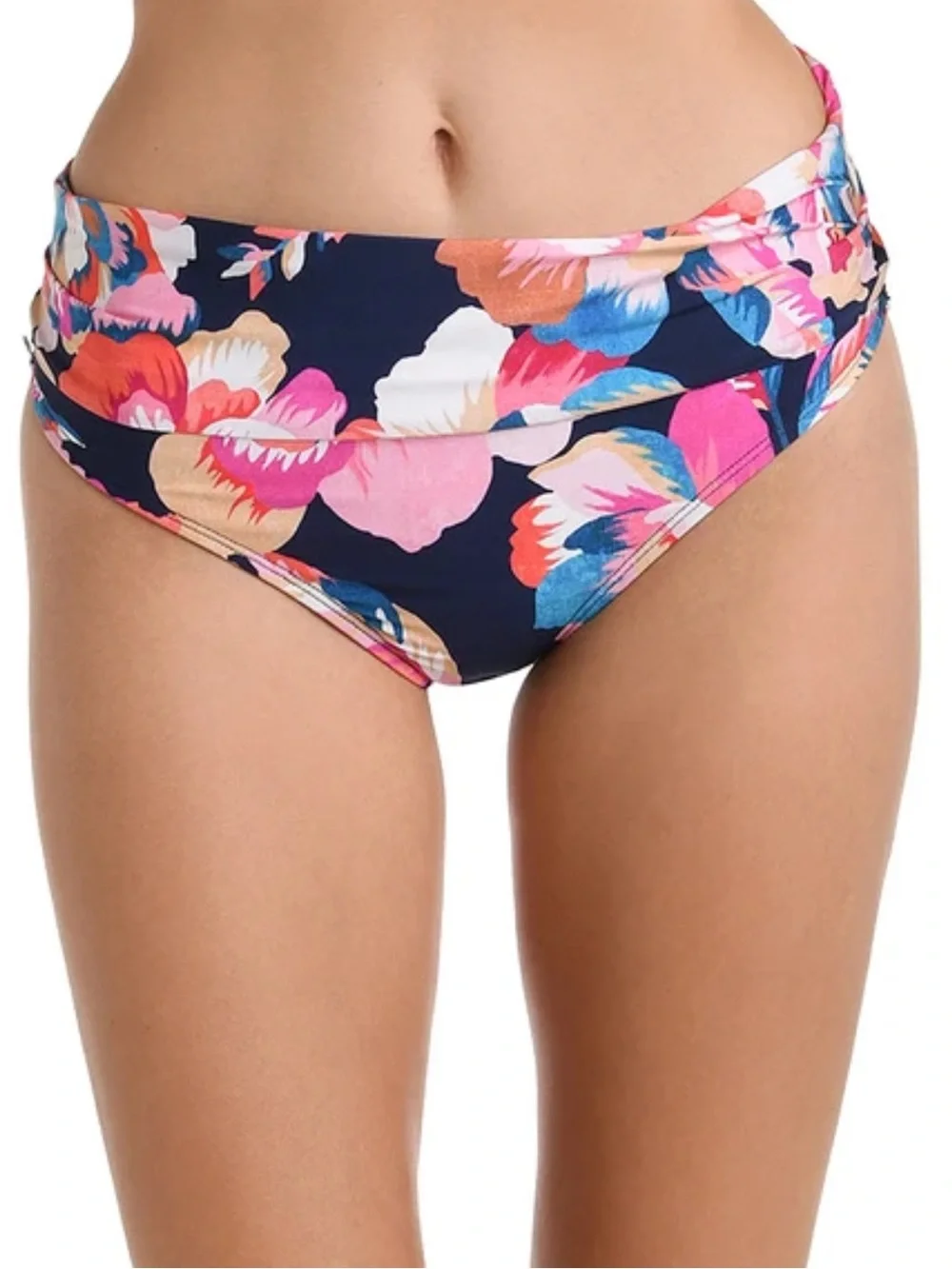 NWT La Blanca Denim Bouquet Shirted Band Hipster Bikini Bottom size 12